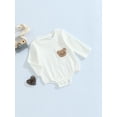 thumbnail image 3 of Cute Romper for Baby Boys Girls Long Sleeve Round Neck Ribbed One-Piece Outfits with Bear Embroidered Pocket, 3 of 8