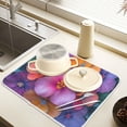 thumbnail image 2 of Yayeee Dish Drying Mat for Kitchen Counter 16" x 18" Microfiber Super Absorbent Coffee Decorative Pad, Large Purple Flowers, 2 of 9