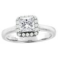 thumbnail image 1 of 14K White Gold Natural Diamond Halo Engagement Ring Princess Cut 0.91 cttw, size 5, 1 of 3