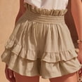 thumbnail image 3 of Zynoxe Skorts for Women Comfort Elastic Waist Womens Solid Color Skorts Trendy Versatile Tiered Ruffled Hem Mini Skirt Shorts Lightweight Breathable Cotton Linen Summer Skorts S, 3 of 7