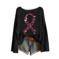 thumbnail image 1 of Birdeem Chandail-Over à Manches Longues et Col Rond Imprimé pour la Journée de Sensibilisation au Cancer du Sein pour Femmes, Pulls de Mode, Pulls Longs pour Femmes, 1 of 4