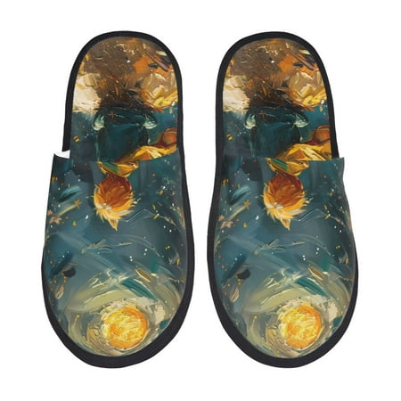 

Tideii Whimsical Starry Night Scene for Home Indoor Cotton Slippers Autumn and Winter EVA Plush Slippers Household Supplies Unisex-Large