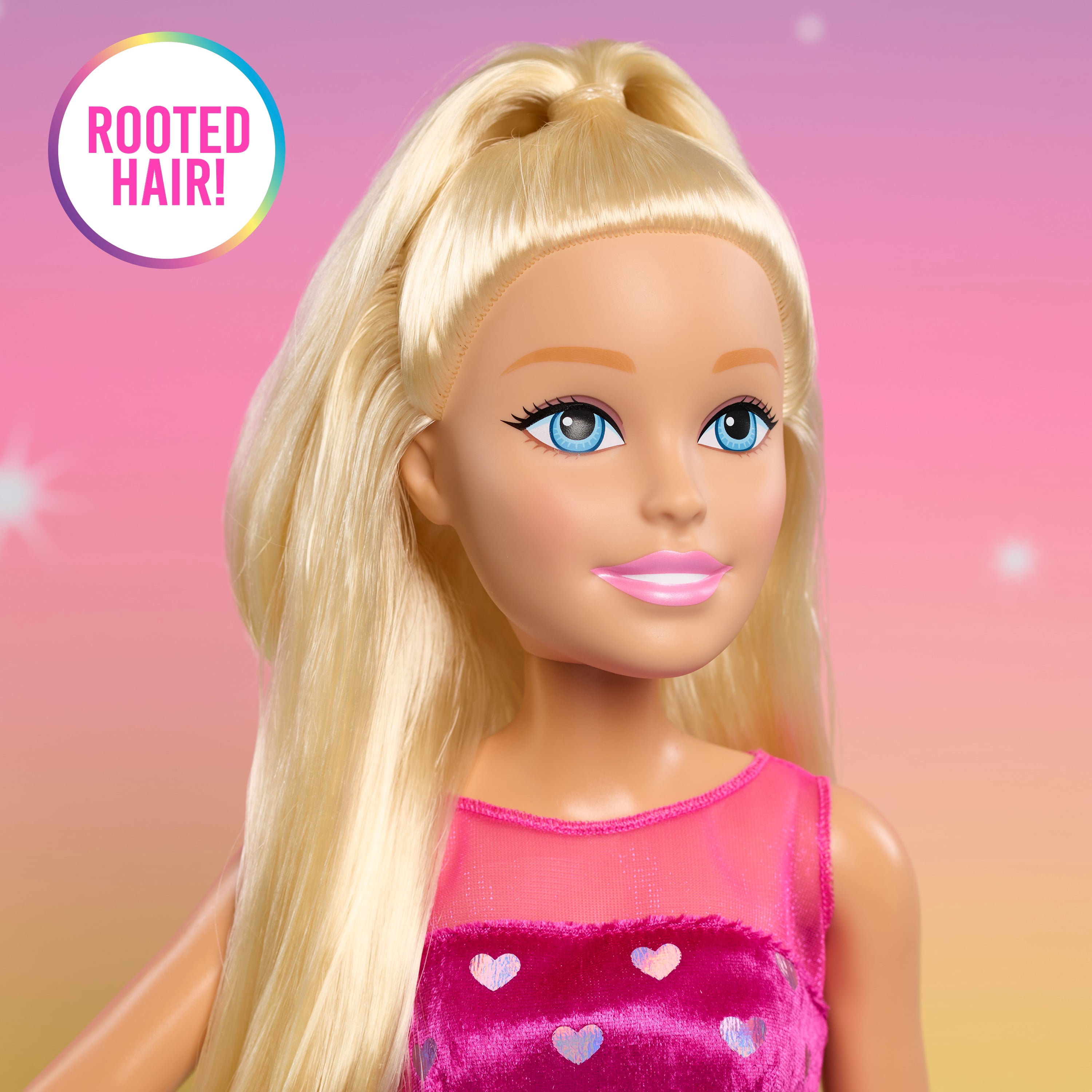 Barbie 28-Inch Fashion Doll, Large Blonde Doll with Removable Shimmery Dress and Shoes, Poseable Arms and Legs, and Brushable Hair, Toddler Toys, Ages 3 and up