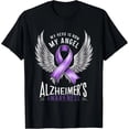 thumbnail image 1 of Playera de Mujer: Mi Héroe es Mi Ángel - Conciencia Alzheimer/Demencia, Estilo Misfits, Diseño con Alas, Negro, 1 of 7
