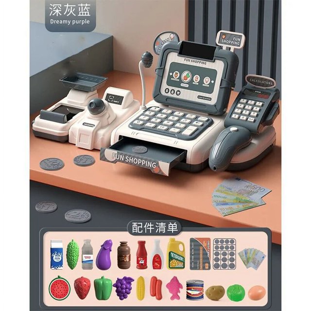 Nueva caja registradora multifuncional para niños puede escanear código juguete simulación tienda de conveniencia supermercado Mini caja registradora niña