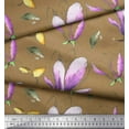 thumbnail image 2 of Soimoi Brown Cotton Voile Fabric Leaves & Magnolia Floral Print Fabric by Yard 42 Inch Wide, 2 of 3