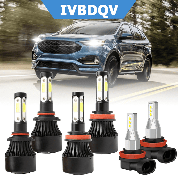 For Ford Edge 2007-2010 LED Headlights Combo High Low Beam   Fog Light Bulbs Kit 6Pcs Bright White