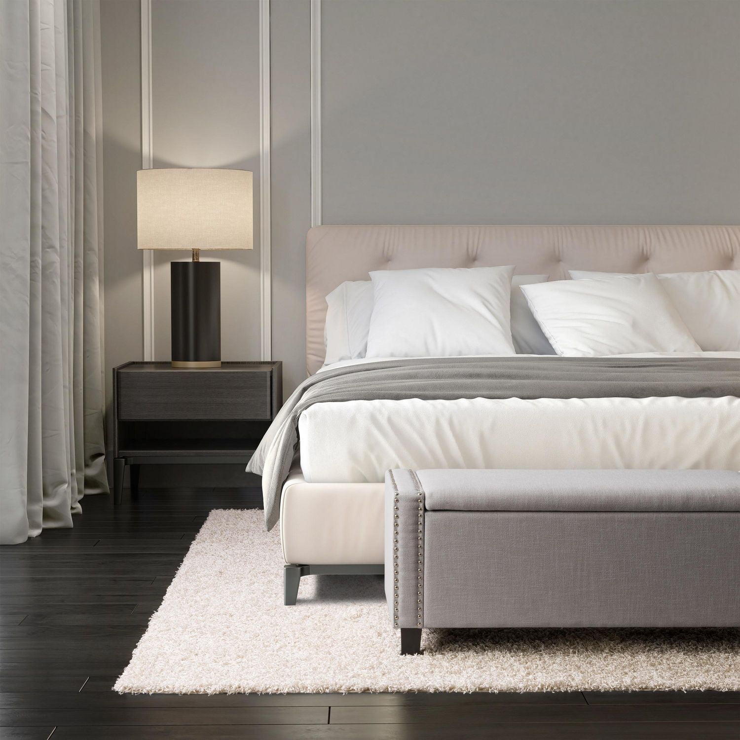 Pouf de stockage en tissu Boston