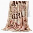 thumbnail image 2 of Western Glam Cowgirl Rodeo Theme, Rustic Farmhouse Horse Scene, Warm Flannel Blanket for Living Room and Reading Nook, Horse Lovers Housewarming Gift, Rustic Home Decor, 2 of 9