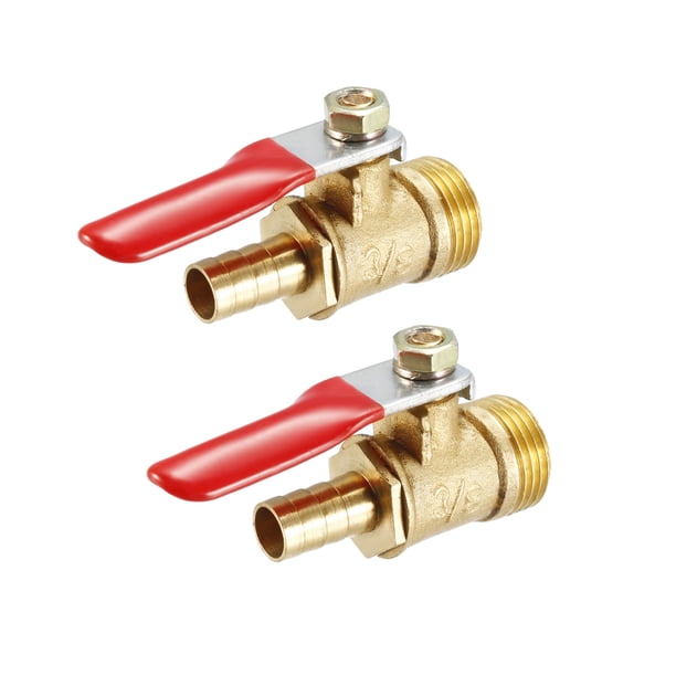 PiccoCasa Válvula de bola de aire de latón G3/8 x 5/16' hembra a hembra con interruptor de cierre de manguera, tono dorado, 2 piezas