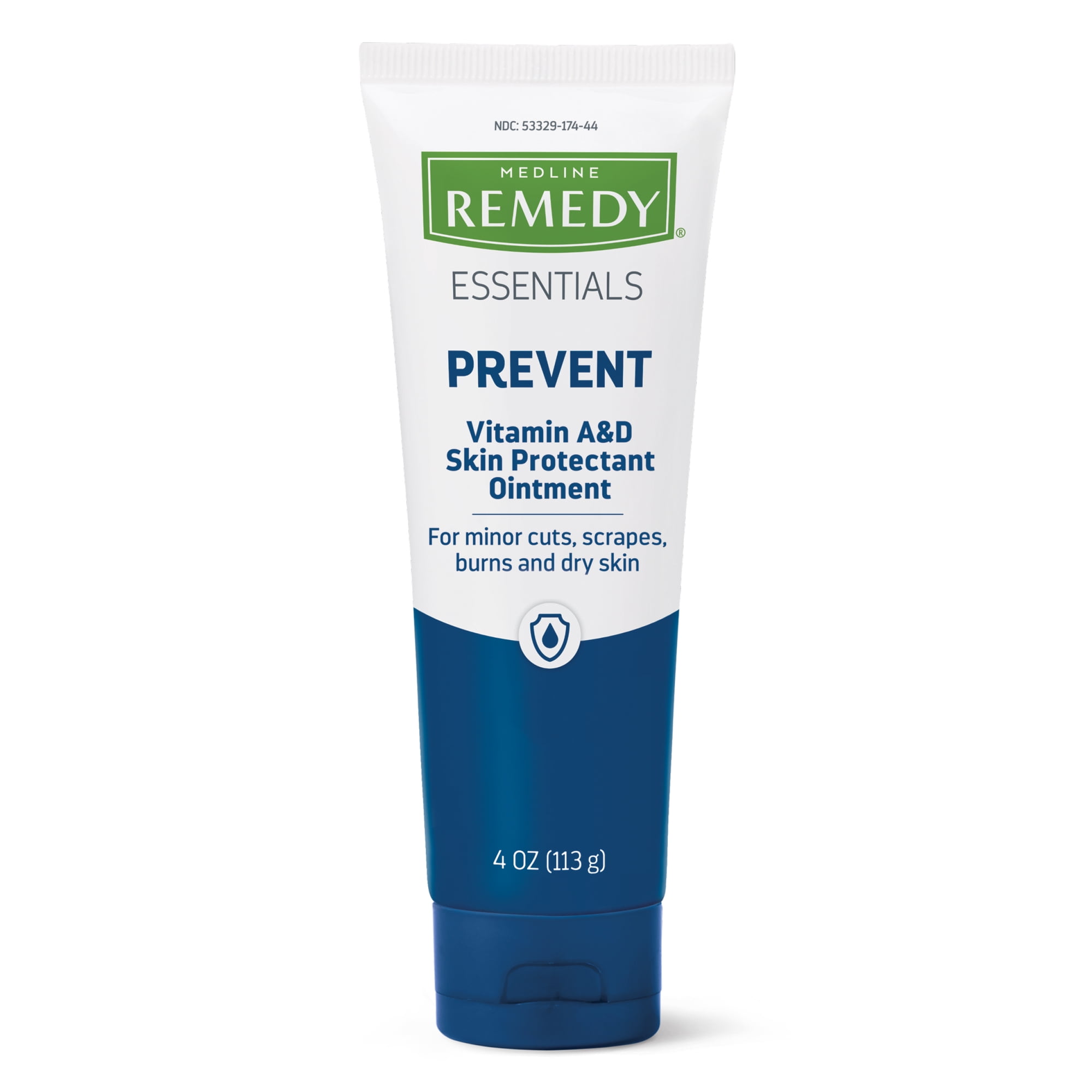 Medline Remedy Essentials Vitamin A & D Skin Protectant Ointment (4 oz Tube), 12 Count, Unscented, For Minor Cuts, Scrapes, Burns and Dry Skin