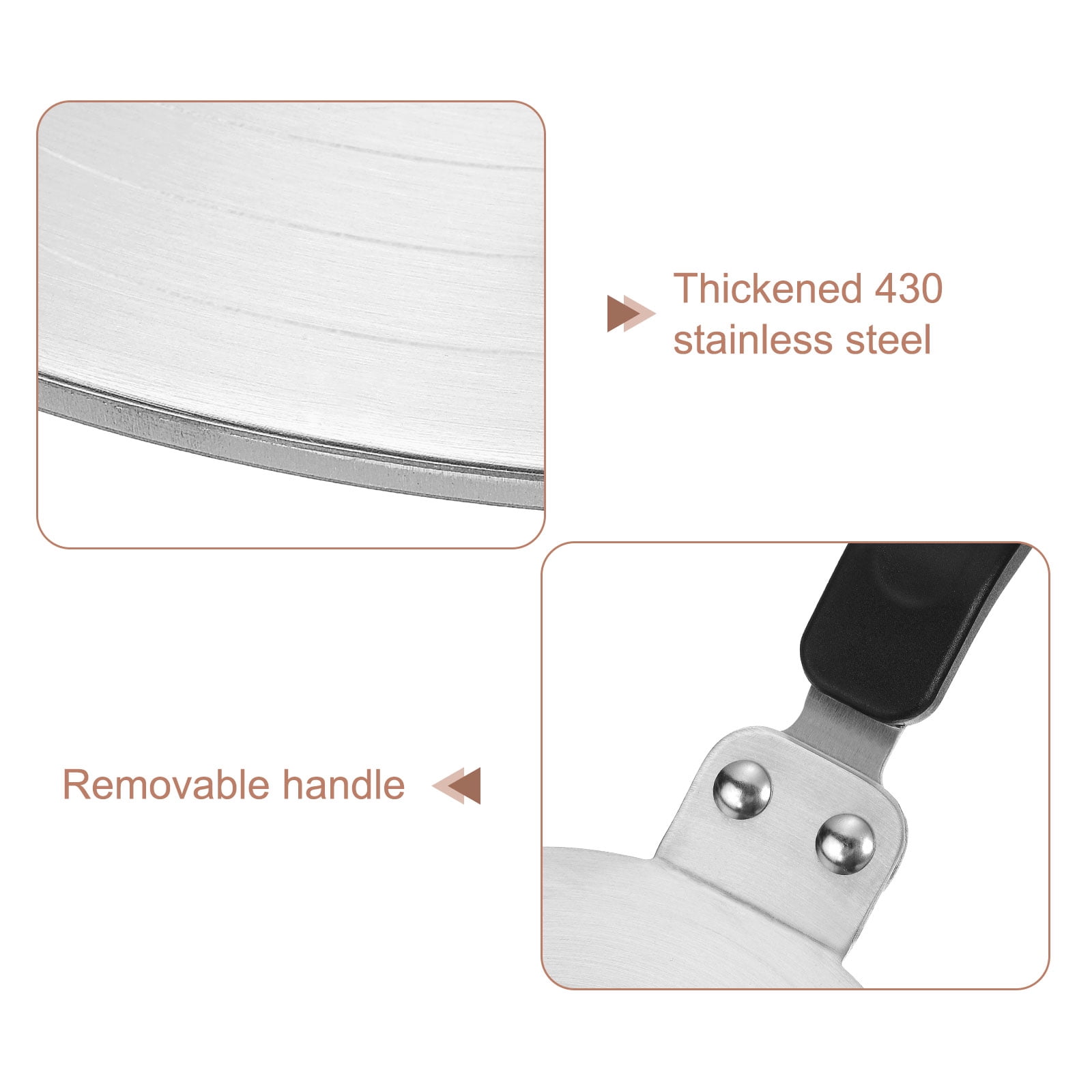 Heat Diffuser Plate for Gas Stove 5.1 Inch with Separable Handle, Silver Tone/Black