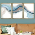 thumbnail image 3 of PixonSign Framed Wall Art Set Blue Brown Pastel Watercolor Ink Wave Smoke Landscape Abstract Canvas Print Nature Wilderness Modern Art Decor Scenic Relax/Calm for Bedroom - 24"x36"x3 Panels Natural, 3 of 5
