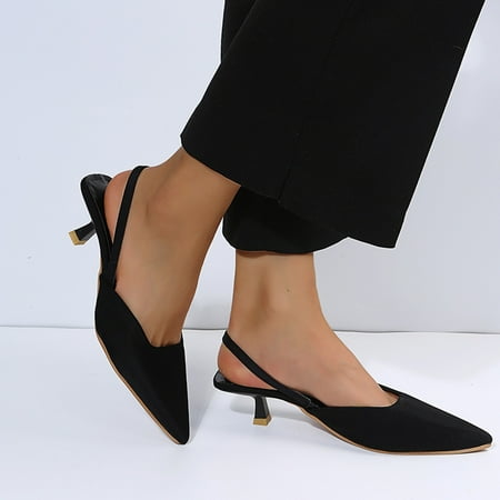 

Band Heels Sandals Casual Color Solid Pointed Single Elastic Toe Shoes Women High Women s High Heels
