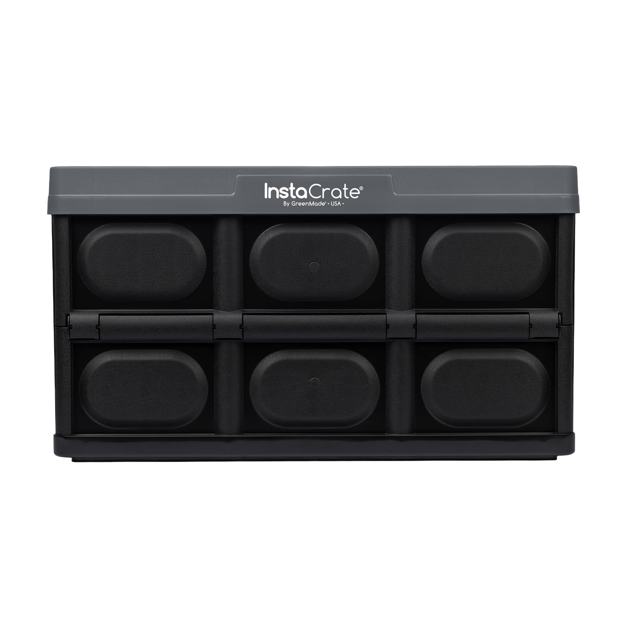 GreenMade Folding Plastic Storage Crate, 12 Gallon, Black/Gray, Collapsible, 4-Pack