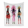 thumbnail image 1 of Fashion Soft Flannel Fleece Throw Blanket, Colorful Woman Silhouettes in Cheerful Flourish Carnival Clothes Print, Cozy Plush for Indoor and Outdoor Use, 70" x 90", Multicolor, by Ambesonne, 1 of 5