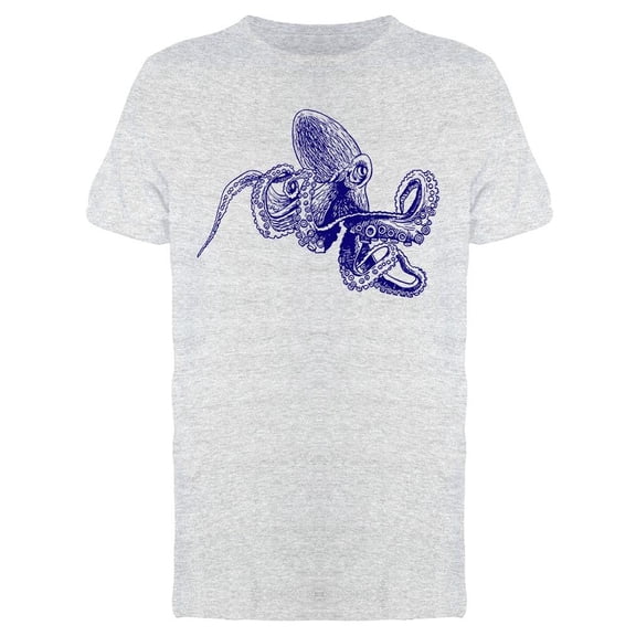 Blue Octopus Graphic T-Shirt Men -Image by Shutterstock, Male Small
