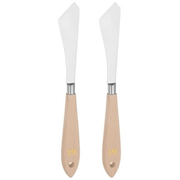 Uxcell 2 Packs 24mm Width No.19 Stainless Steel Palette knife Spatula Oil Painting Knife Wood Handle