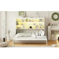 thumbnail image 6 of Newest Full Size Murphy Cabinet Bed with Folding Sofa,Built-in Storage Shelves , LED Light,Beige, 6 of 9