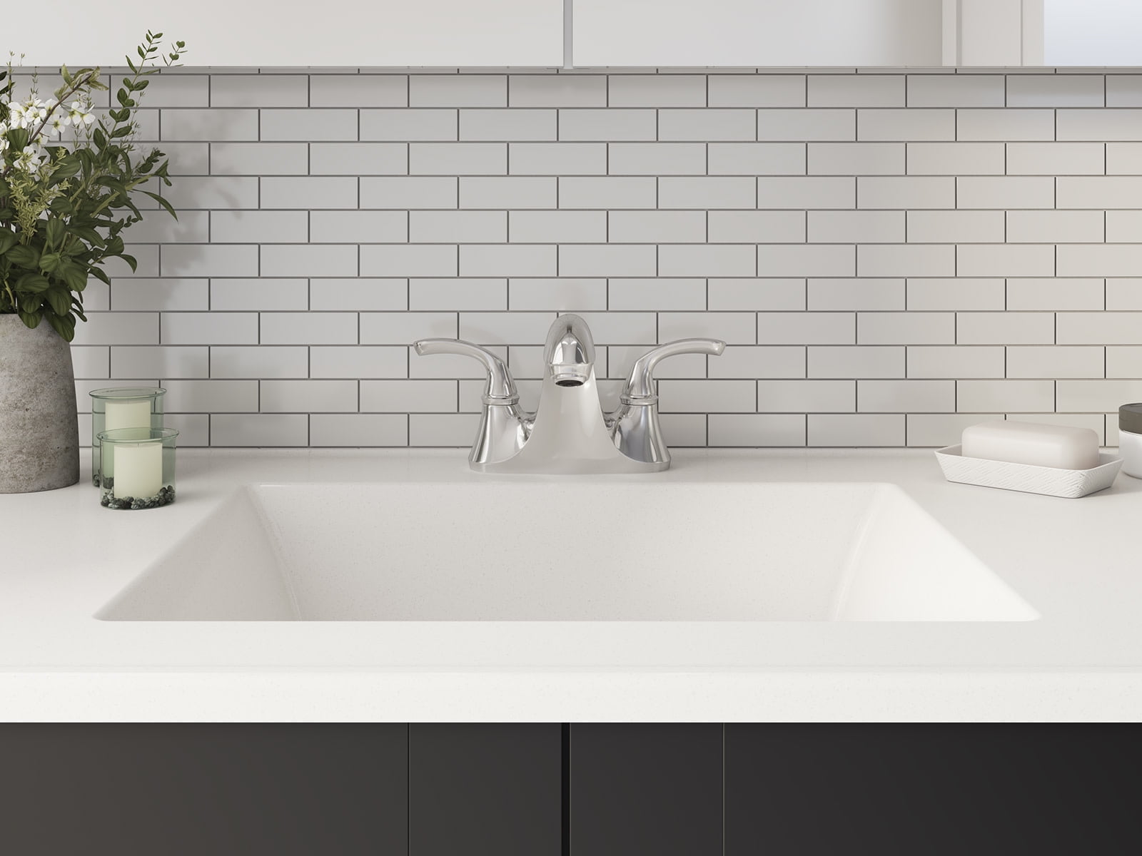 Kohler  Forte Sculpted Lever Handles Centerset Bathroom Sink Faucet