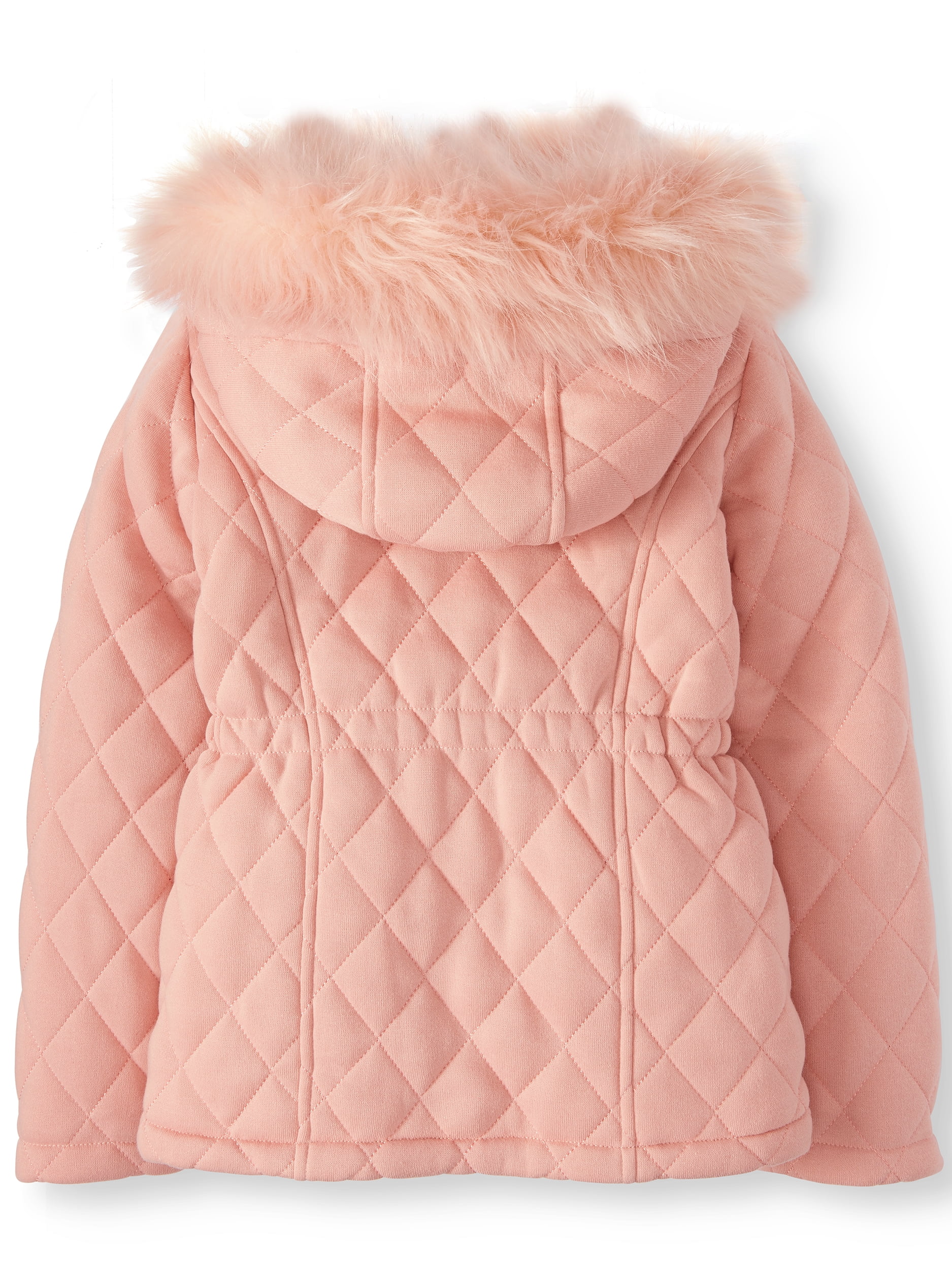 Bhip Girls Quilted Fleece Jacket with Hood and Removable Faux Fur