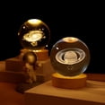 thumbnail image 2 of Bola de cristal creativa con grabado láser 3D, globo terráqueo, Sistema Solar, Base de madera maciza, cristal luminoso, luz Led, adorno pequeño, 2 of 4