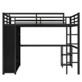 thumbnail image 6 of URTR Full Loft Bed with Desk & Built-In Wardrobe, Metal Loft Beds Frame with Storage Shelves, Space Efficient Elevated Design for Small Apartment, Black, 6 of 9