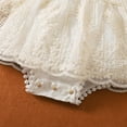 thumbnail image 6 of FYMNSI Baby Girls Infant Lace Romper Boho Embroidery Tutu Dress Birthday Cake Smash Outfit with Headband 0-3 Months Beige 3, 6 of 7