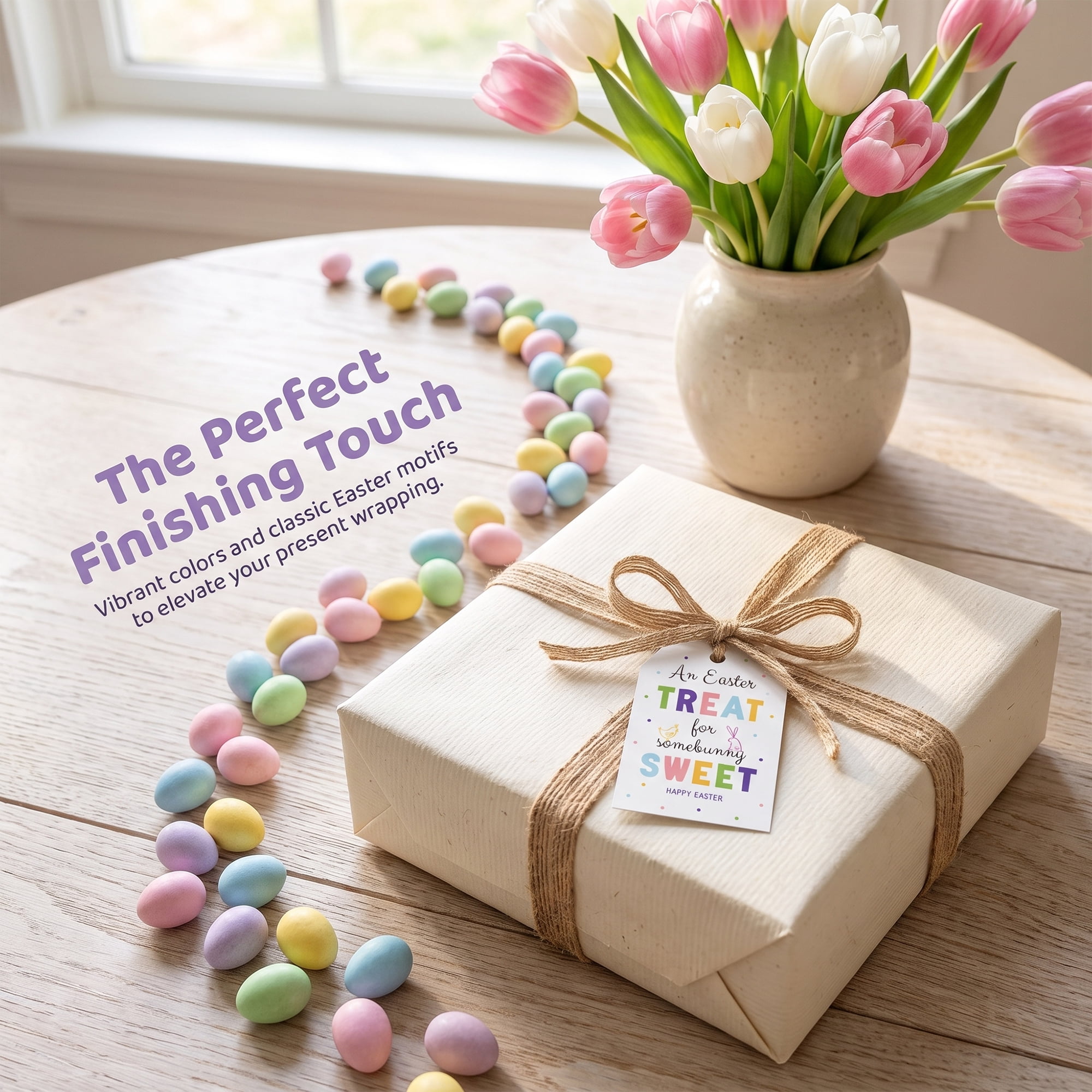 Unique Bargains 100Pcs Easter Gift Tags with Twine for Wrapping Letter Pattern 2" x 3.1"