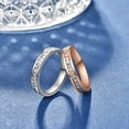 thumbnail image 3 of 4mm 2pcs Women Silver Rose Gold Stainless Steel Ring Set Wedding Ring Small Square Zircon Titanium Steel Inlay Promise Ring Size 6-11, 3 of 4