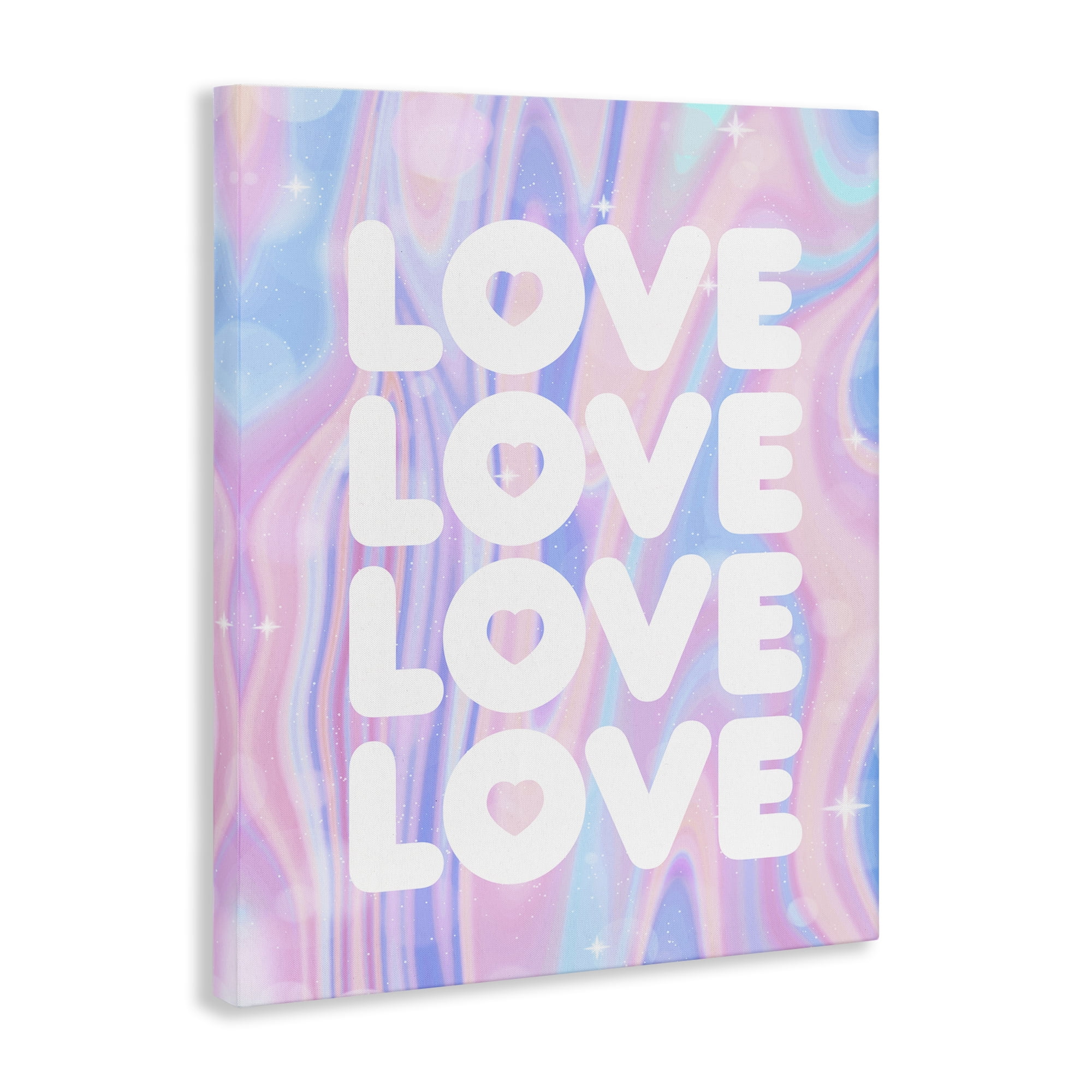 Stupell Industries Love with Wavy Pastels Text & Numbers Painting Wrapped Canvas Art Print Wall Art, 30 x 40