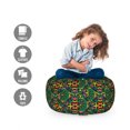 thumbnail image 2 of Abstract Storage Toy Bag Chair, Repetitive Antique Surreal Geometric Flowers Colorful Arrangement, Stuffed Animal Organizer Washable Bag, Large Size, Forest Green and Multicolor, by Ambesonne, 2 of 3