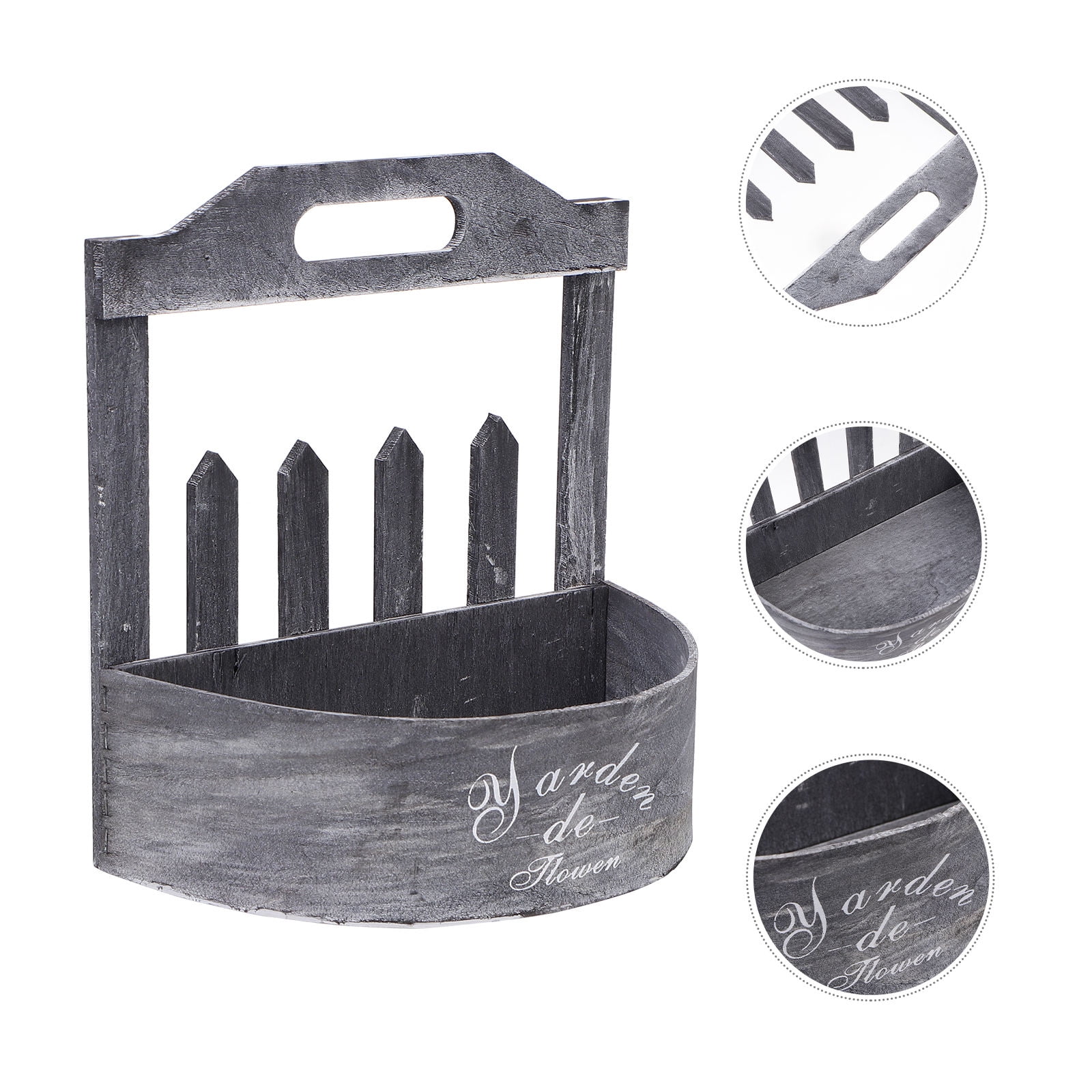 Luxshiny 1Pc Grey Wall Hanging Flowerpot Wooden Planter Vintage Style for Wall Decor
