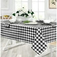 thumbnail image 3 of Home Bargains Plus Rectangle Fabric Tablecloth, Country Rustic Buffalo Plaid, 52 x70 Inch, Indoor Outdoor Easy Care Dining Table Cover, Checked Cottage Gingham, Black, 3 of 5