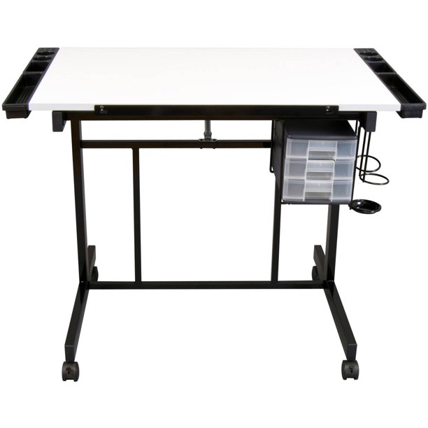 Studio Designs Deluxe Metal Drafting Table with Storage, Black