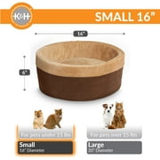 سرير قطط مدفأ داخلي من K&H Pet Products باللون الموكا/البني الفاتح مقاس 16 بوصة