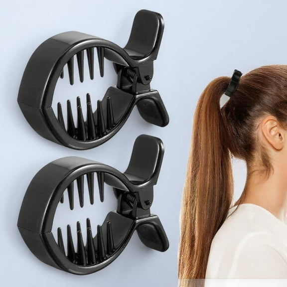 TOYMYTOY 2Pack Tension Hair Clips Ponytail Holder for Women Simple Design Black Resin