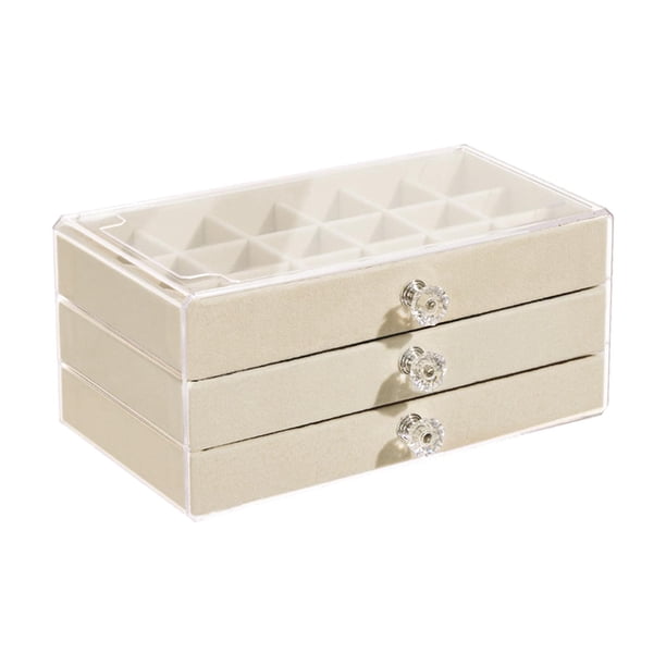 Caja de almacenamiento de joyas Sunnimix 3 Cajones Tapa transparente 23.5x13.5x10