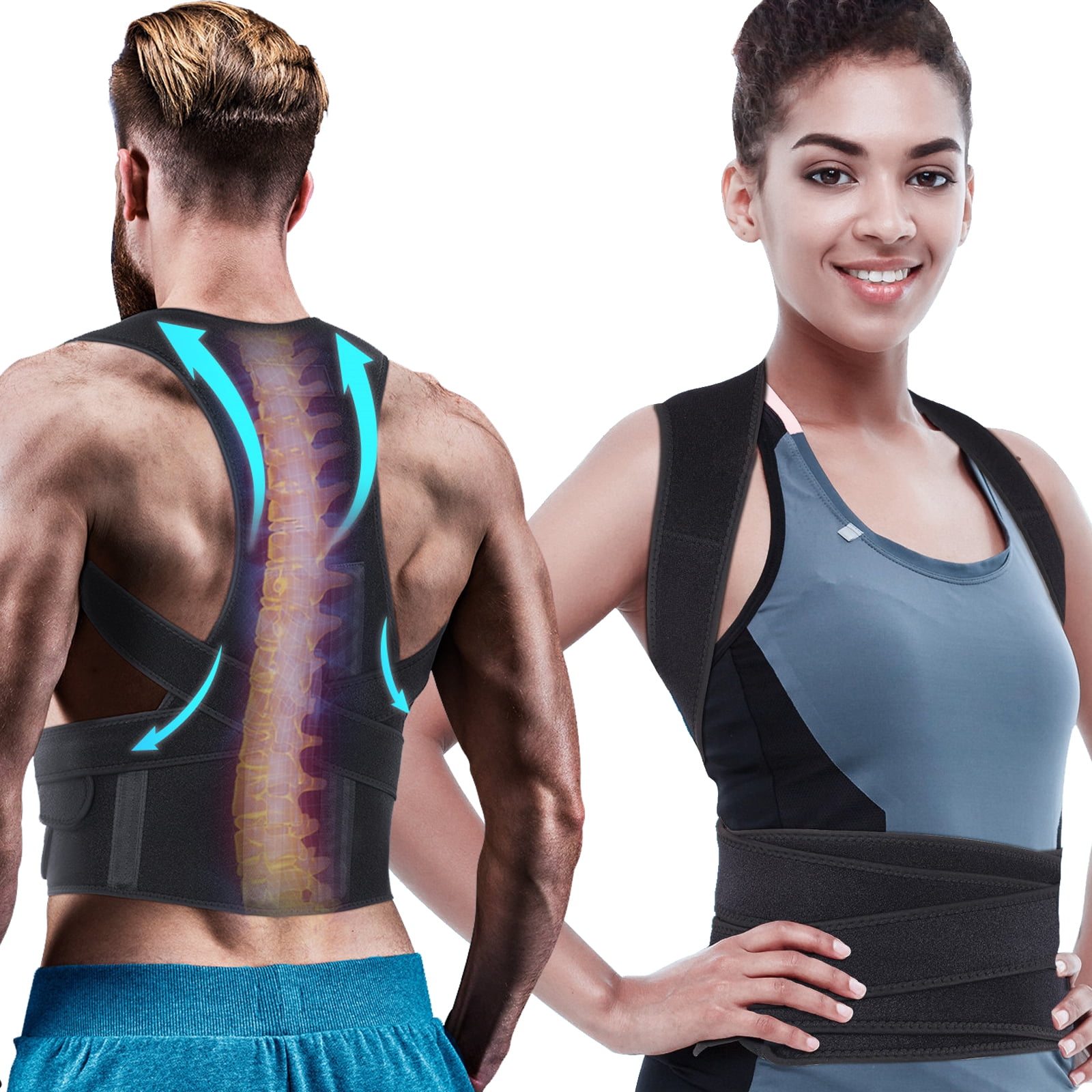 VALOIN Best Back Posture Corrector for Men and Women Upper Back Brace for Clavicle Support and Protecting Pain-Adjustable Back Straightener ，079 