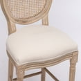 thumbnail image 4 of Triple Tree French Country Wooden Barstools, Rattan Back, Upholstered Seating, Cream (Set of 2), 4 of 7