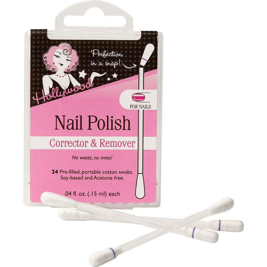 Hollywood Nail Polish Corrector & Remover Cotton Swabs, 0.4 fl oz, 24 count