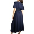 thumbnail image 4 of Jess by Meiko Women's Dress V Neck Flutter Sleeve Statement Buckle Waistband Midi Dress M Navy, 4 of 7