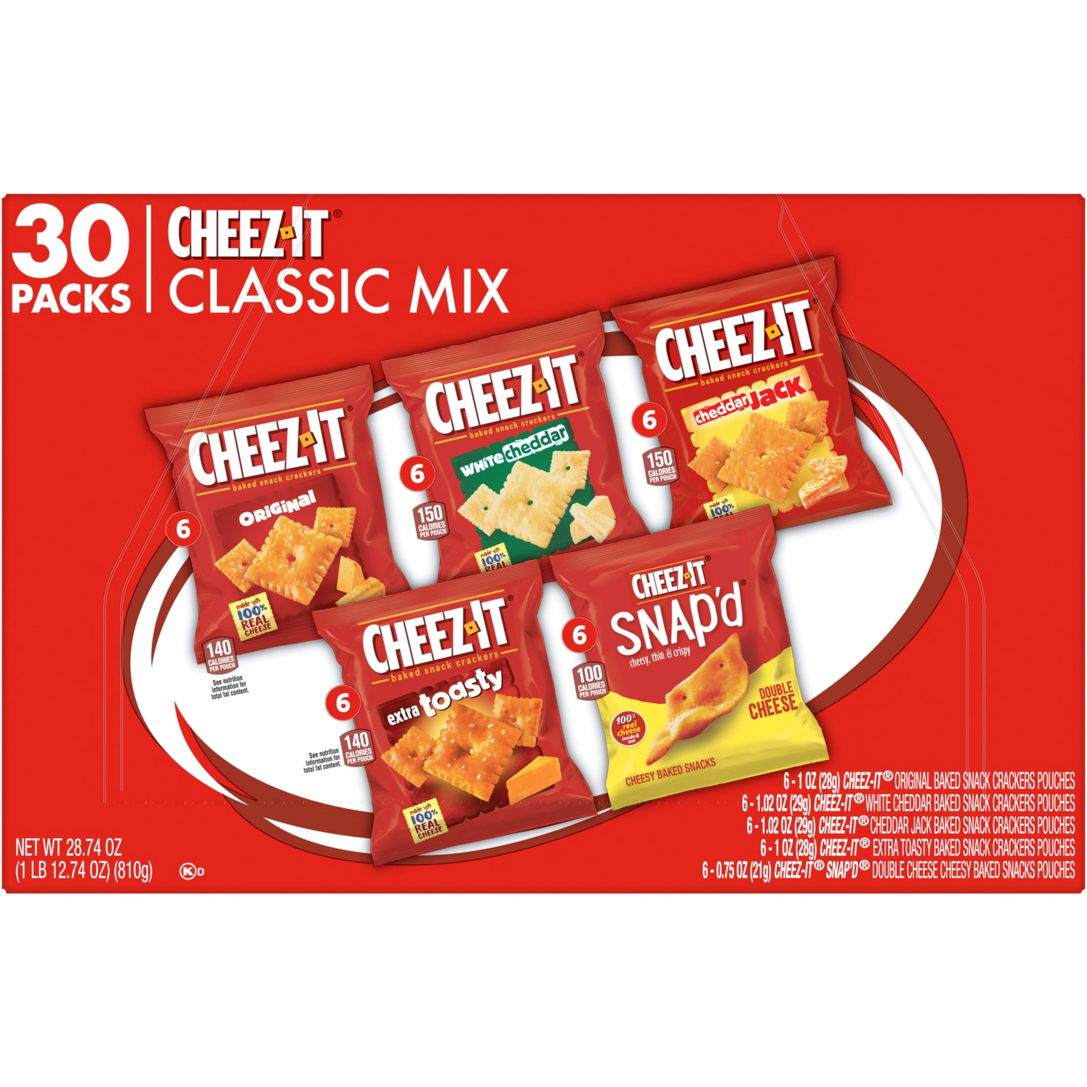 Cheez-It Variety Pack Snacks, Lunch Snacks, 30 Count