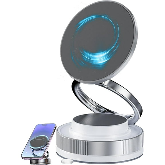 Magnetic Phone Holder with Suction Cup, 360° Adjustable Vacuum Magnetic Phoneholder for Car, Ultra-Strong Vacuum Suction