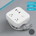 thumbnail image 4 of NARABB Smart Socket Fast Charging Converter Extension Cable Terminal Block Detachable Storage Bracket White 2-port+2USB+Type-C Port - US Standard Three Plug, 4 of 8