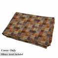 thumbnail image 5 of Geometric Floor Pillow Lounger Cover, Grunge Checkered and Striped Quilt Pattern Mottled Digital New Retro Design, Nap Mat Printed Fabric Case for 5 Pillows, 88" x 27", Caramel Orange, by Ambesonne, 5 of 5