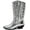 Silver, variant on Ring- Women's Cowboy / Cowgirl Pull On Western Stacked Heel Mid Calf Almond Pointed Toe Boots (Silver, 8)