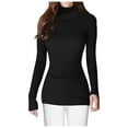 thumbnail image 1 of GDREDA Chandails Côtelés à Col Roulé pour Femmes Mignons et Aguichant Tricotés Chauds Ajustés Noir,TP, 1 of 8
