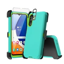 Xhy Samsung Galaxy A25 5G Case with Belt Clip Holster and Screen Protector Military Grade Protection 3 in 1 Shockproof Armor Rugged Durable Detachable for Galaxy A25 5G Phone - Green Yellow