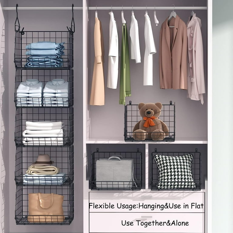 Tier Hanging Closet Organizers Storage Shelves with S Hooks, X